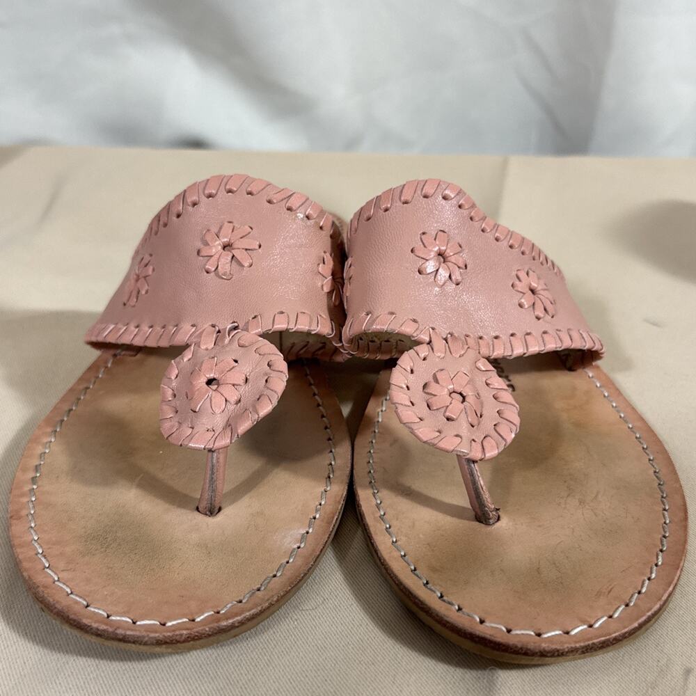 Jack Rogers Navajo Sandals Womenβs 9.5 Pink Leather Thong heritage Boho Resort